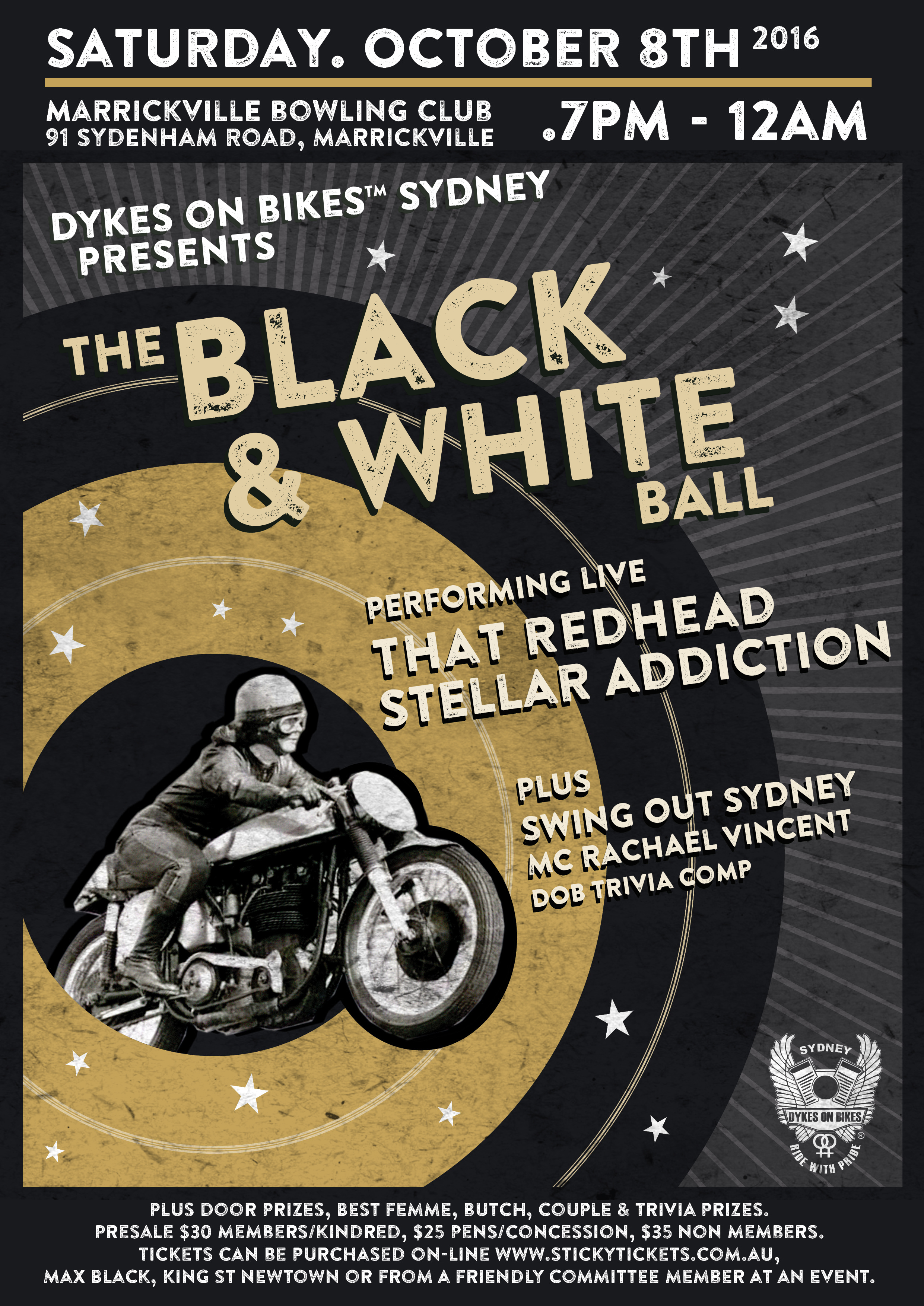 Black and White Ball 2016 – coming 8 October! – Sydney's Dykes on Bikes ...